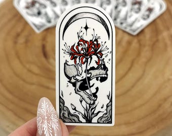 Sticker crâne fleuri - Spider Lily
