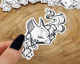 Sticker masque Kitsune - Masque renard japonais