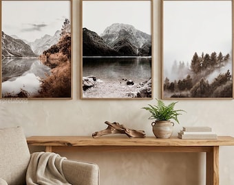 Ensemble de 3 affiches imprimables sur le thème de la montagne, décoration murale nature (numérique)