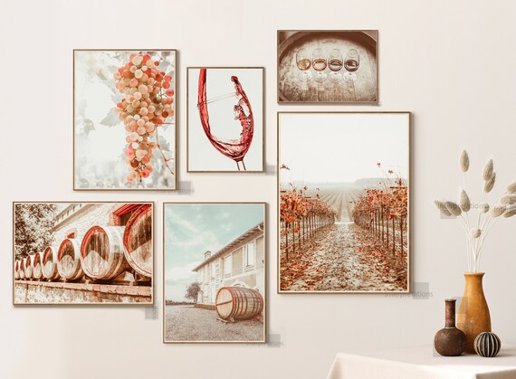 Wine Print Set of 6 Wine Printable Art Vineyard Grapes - Etsy