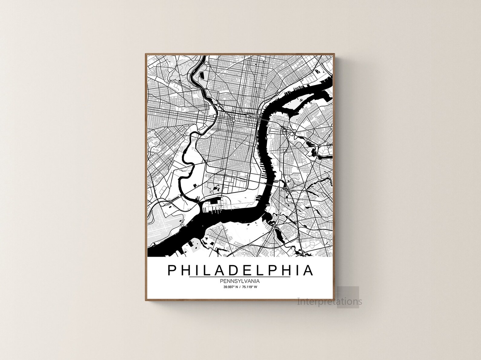 Philadelphia City Map Printable Map Philadelphia | Etsy