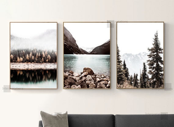Mountain Print Set of 3 Nature Printable Art Mountain Forest - Etsy