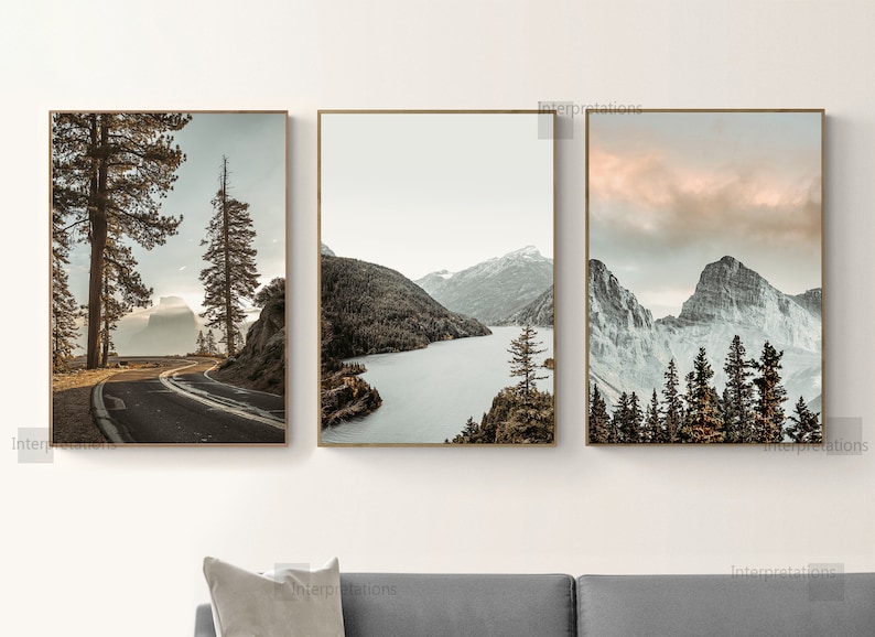 Mountain Print Set of 3 Nature Printable Art Mountain Forest - Etsy