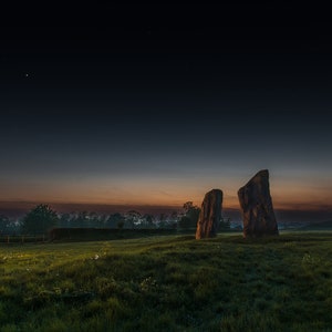 Starlight & Daisies Stunning Landscape Print, Wiltshire, Avebury, Stars, Monolith, Landscape Picture, Print, Wall Art, Fine Art, Photograph