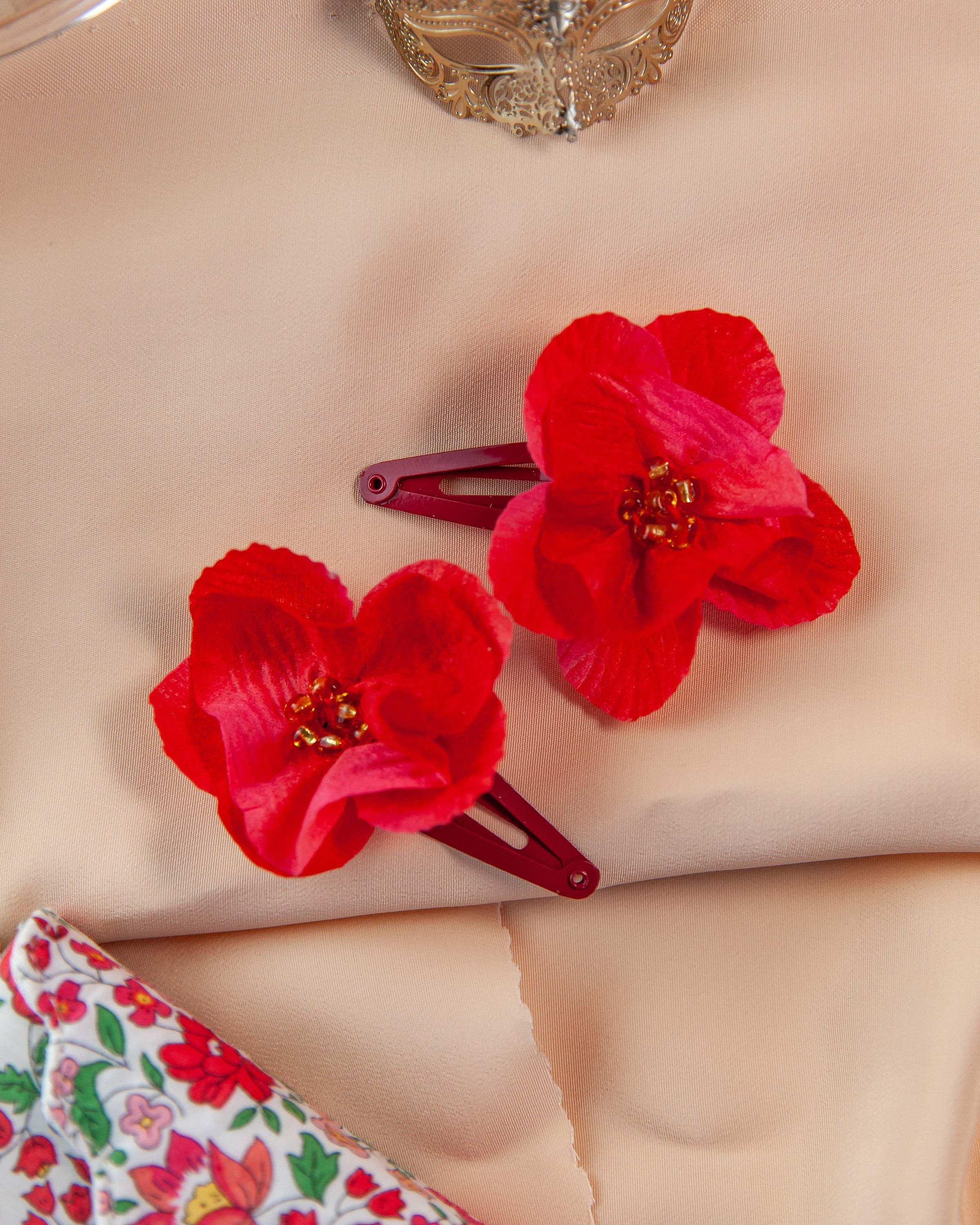 Inateannal Rote Rose Haarspange - Große Blume Haarschmuck, Boho Style, Für Frauen