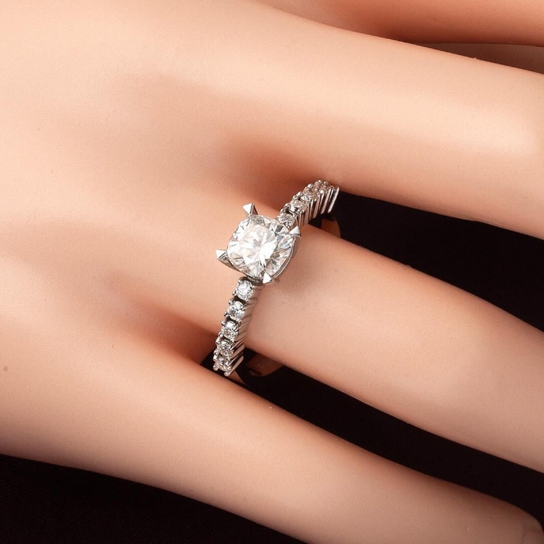 1.30 Carat Moissanite Simulated Diamond Solitaire Ring 14k Solid Gold