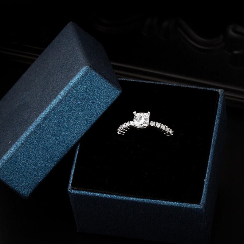 1.30 Carat Moissanite Simulated Diamond Solitaire Ring 14k Solid Gold