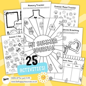 Summer Mindful Journal for Kids - Calming Printable Booklet - 25 Activities!