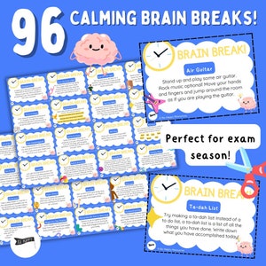 96 Calming Brain Breaks for Kids and Teens - 96 Printable Action Cards! Group or Individual Use [Instant Download]