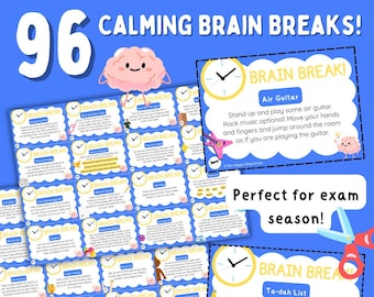 96 Calming Brain Breaks for Kids and Teens - 96 Printable Action Cards! Group or Individual Use [Instant Download]