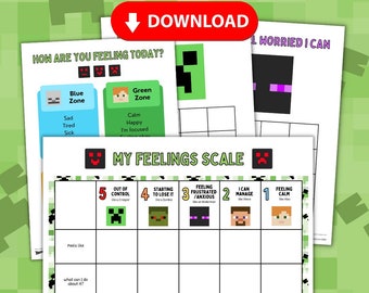 Minecraft Emotion Regulation Pack | Minecraft Themed Calming Activity | Download and Print at Home!