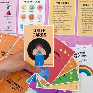 Tarjetas de duelo para niños / Ayude a los niños a comprender el duelo / Edad 5+ / Archivo PDF descargable