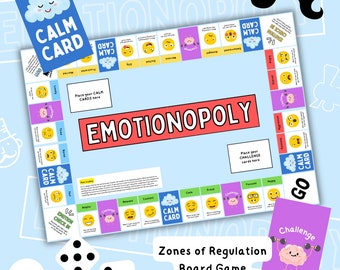 Emotionopoly - Jeu de société imprimable Zones de régulation - Ressources de littératie émotionnelle pour les enfants - Fichier numérique