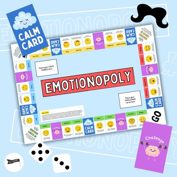 Emotionopoly - Printable Emotional Literacy Board Game -Self-Regulation Resources for Kids - Digital File