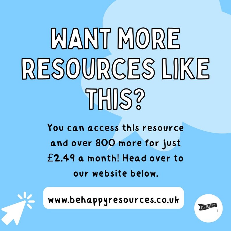 May include: A light blue graphic with the text "WANT MORE RESOURCES LIKE THIS?" in a white cloud-shaped speech bubble. The image also includes the text "You can access this resource and over 800 more..." and a website address.