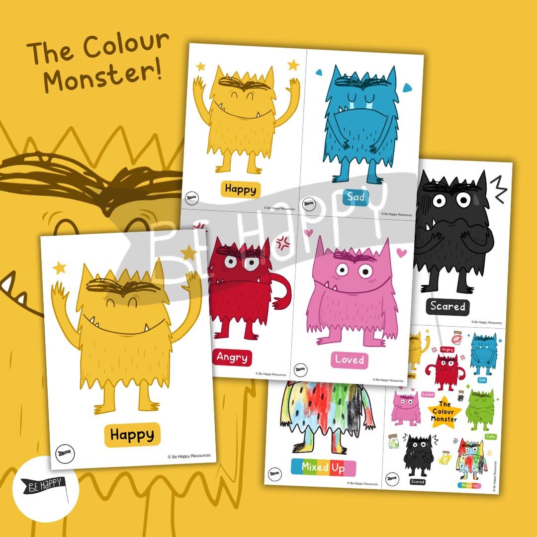 Colour Monster Emotion Flashcards 7 Printable Flashcards With Daily 