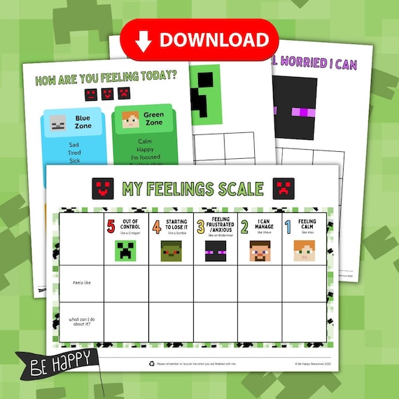 Minecraft Emotion Regulation Pack | Minecraft Themed Calming Activity | Download and Print at Home!
