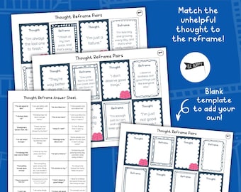 Thought Reframe Pairs | A Fun CBT Game to Inspire Positive Thinking | Digital Download