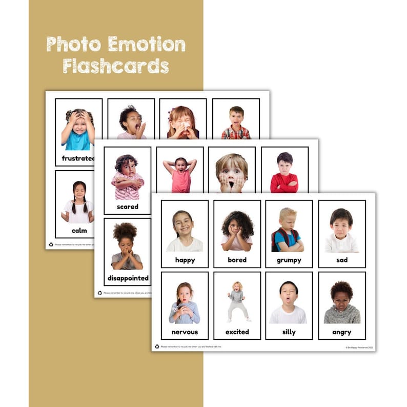 Photo Emotion Flashcards Printable Features Real Children Emotions and