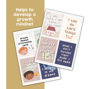 Growth Mindset Affirmation Cards for Children | 20 Affirmation Cards | Printable