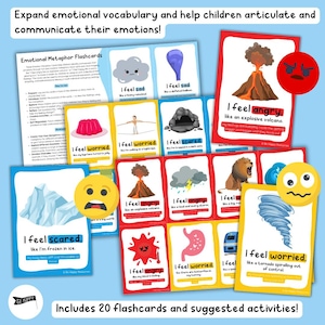 Emotion Metaphor Flashcards | Help Children Communicate and Articulate Emotions | Digital Download