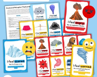 Emotion Metaphor Flashcards | Help Children Communicate and Articulate Emotions | Digital Download