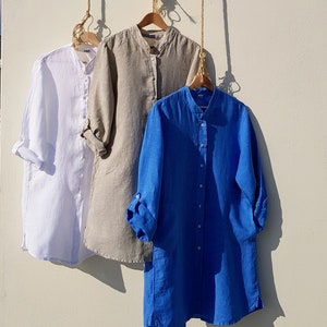 Women&#39;s Linen-Blend Shirt Dress
