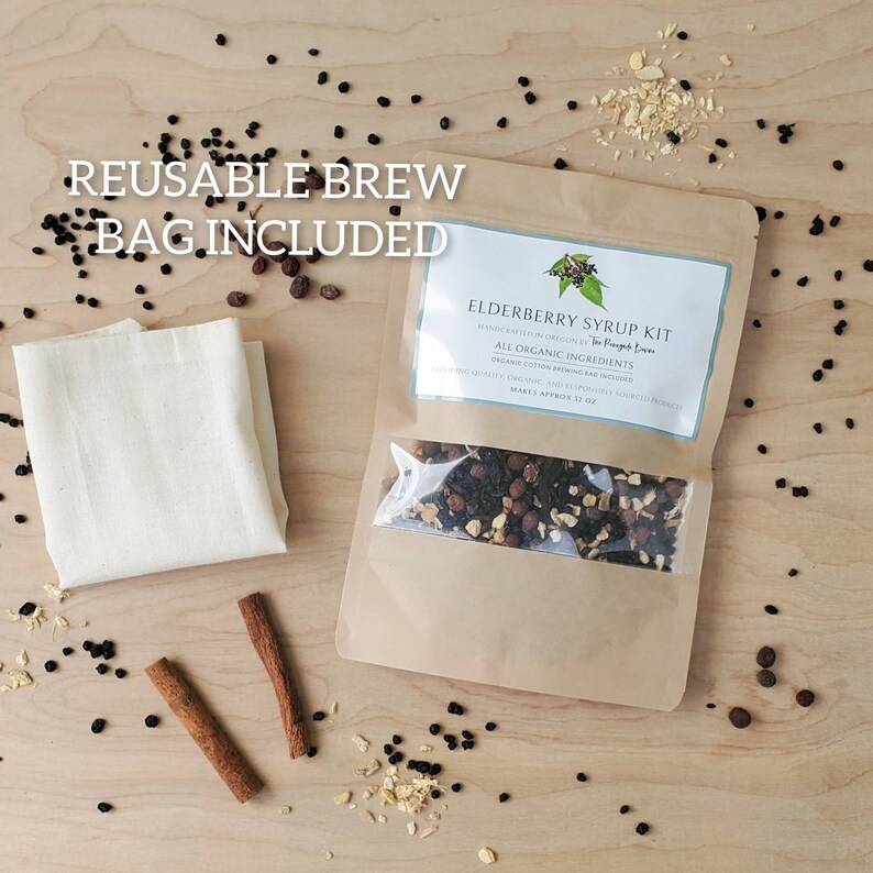 Organic Elderberry Syrup KIT Brew Bag Included Makes 32 Oz Etsy