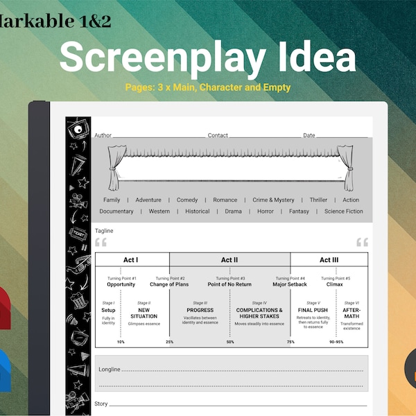 reMarkable Templates Screenplay, Story Idea, Screenwriting