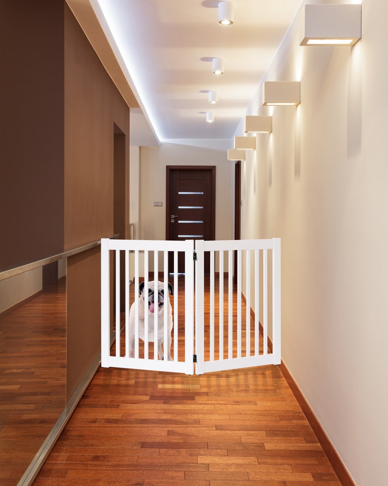 2 Panel White Wooden Pet Gate Etsy