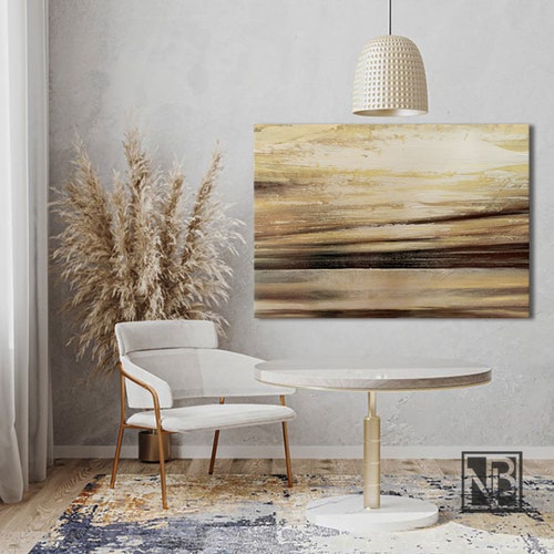 Beige and white original abstract minimalist painting seascape nordic 2024 painting black and beige painting sea beige painting art loft sunrise