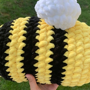 Large Plush Amigurumi Bee - Black and Yellow 12.5&quot;- Cute, Soft, Machine Washable