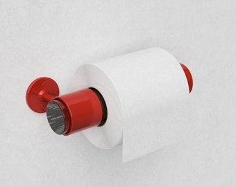 Red Roll Paper Holder - Clear Acrylic Toilet Roll Holder with Red Powder Coat Hardware