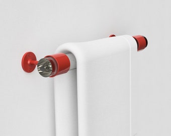 Red Towel Rail - Clear Towel Rail with Red Powder Coat Brackets