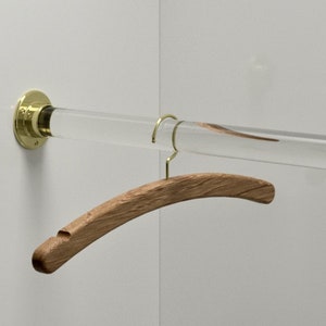 Clear Clothes Rail with Solid Brass Brackets - Custom Sizes Available