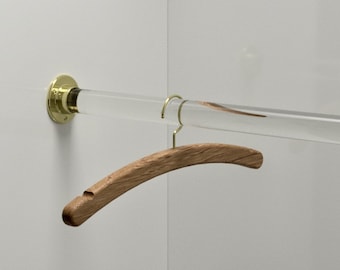 Clear Clothes Rail with Solid Brass Brackets - Custom Sizes Available