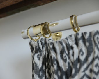 Custom Clear Curtain Pole with Clear Ends - Brass, Nickel or Bronze- Acrylic Curtain Rod