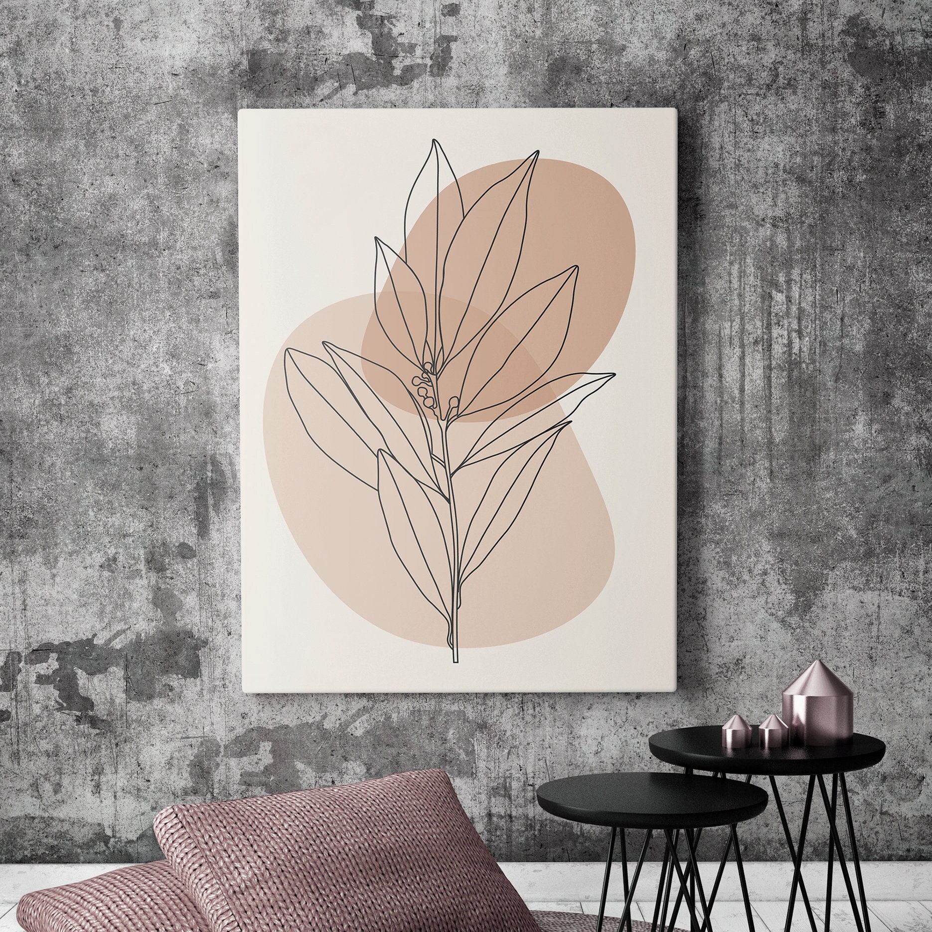 Abstract Botanical Neutral Leaf Art PRINTABLE Wall Art Etsy