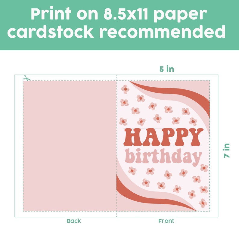 Happy Birthday PRINTABLE Greeting Card Typography for Her Flower Groovy ...