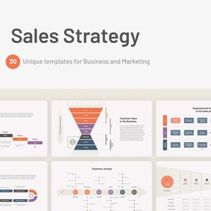 Modèles PowerPoint de stratégie de vente : 30 diapositives commerciales modifiables avec infographies pour le marketing et la croissance