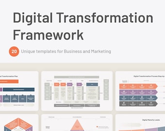 May include: A digital transformation framework with 20 unique templates for business and marketing. The templates are designed for Apple MAC users.