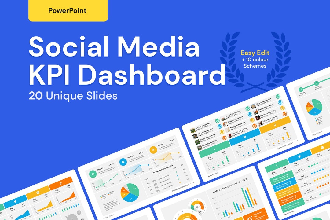 Social Media KPI Dashboard for Powerpoint Etsy