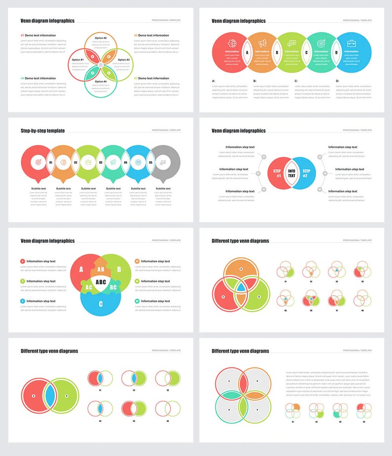 Venn Diagrams Pack for Powerpoint Templates - Etsy