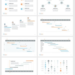 K&ouml;nnte beinhalten: Ein Pr&auml;sentations-Slide-Deck mit einem blauen und orangen Farbschema. Die Folien enthalten Diagramme, Grafiken und Diagramme, die sich auf SEO-Strategie, -Ausf&uuml;hrung und -Erfolg beziehen. Die Folien enthalten auch Text &uuml;ber SEO-Agenturdienstleistungen.