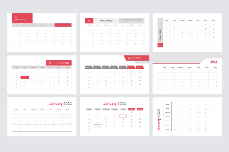 Powerpoint Calendar 2022 Templates Bundle - Etsy