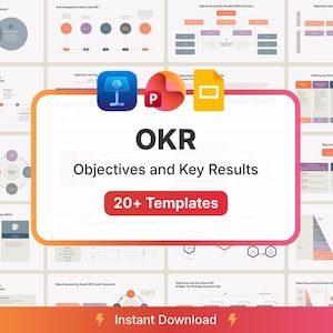 Modèles de résultats clés pour les objectifs d'OKR (PowerPoint, Google Slides, Keynote Apple MAC) pour les entreprises