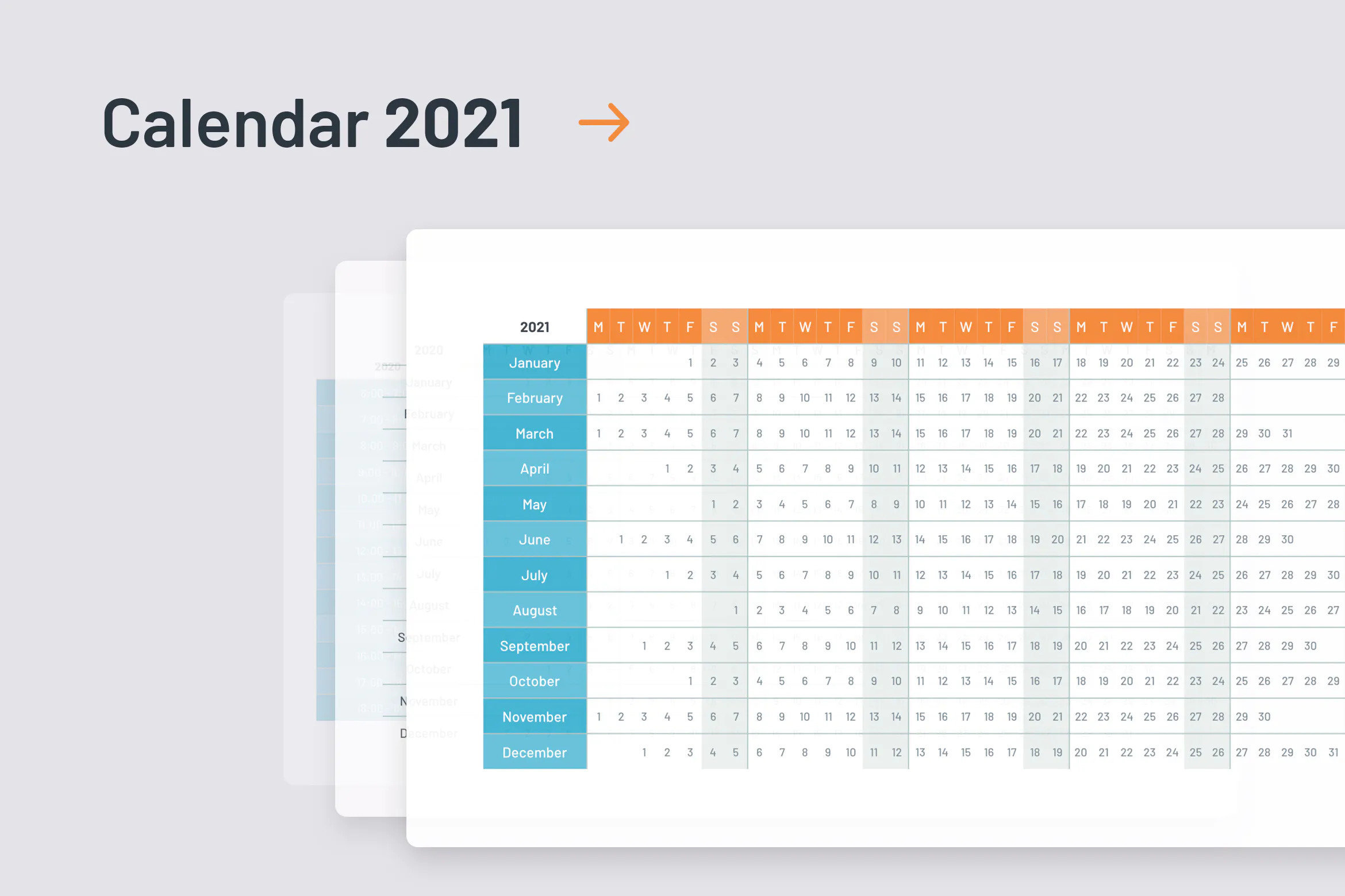 2021 Calendar Template Powerpoint - Etsy