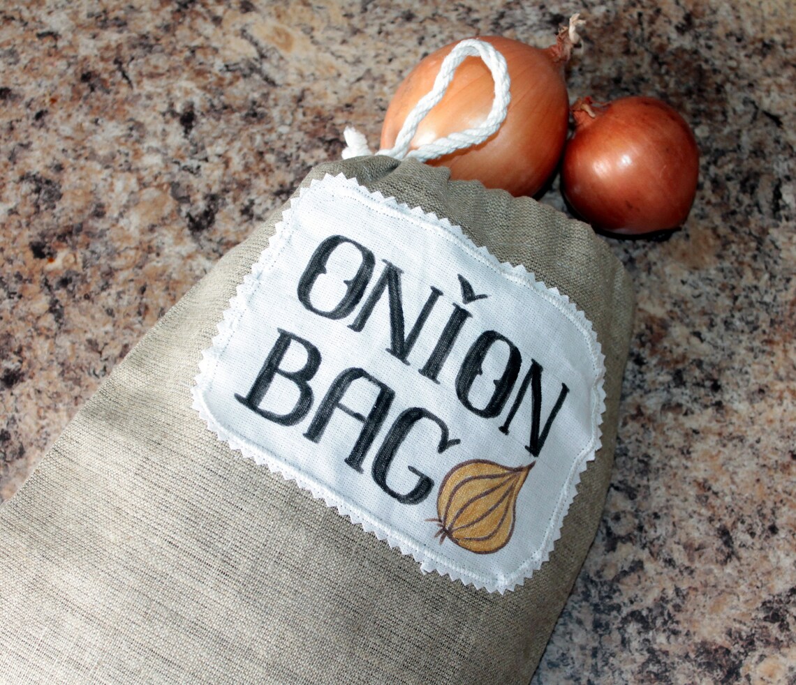 Onion bag linen Reusable food storage bag Zero waste kitchen Etsy
