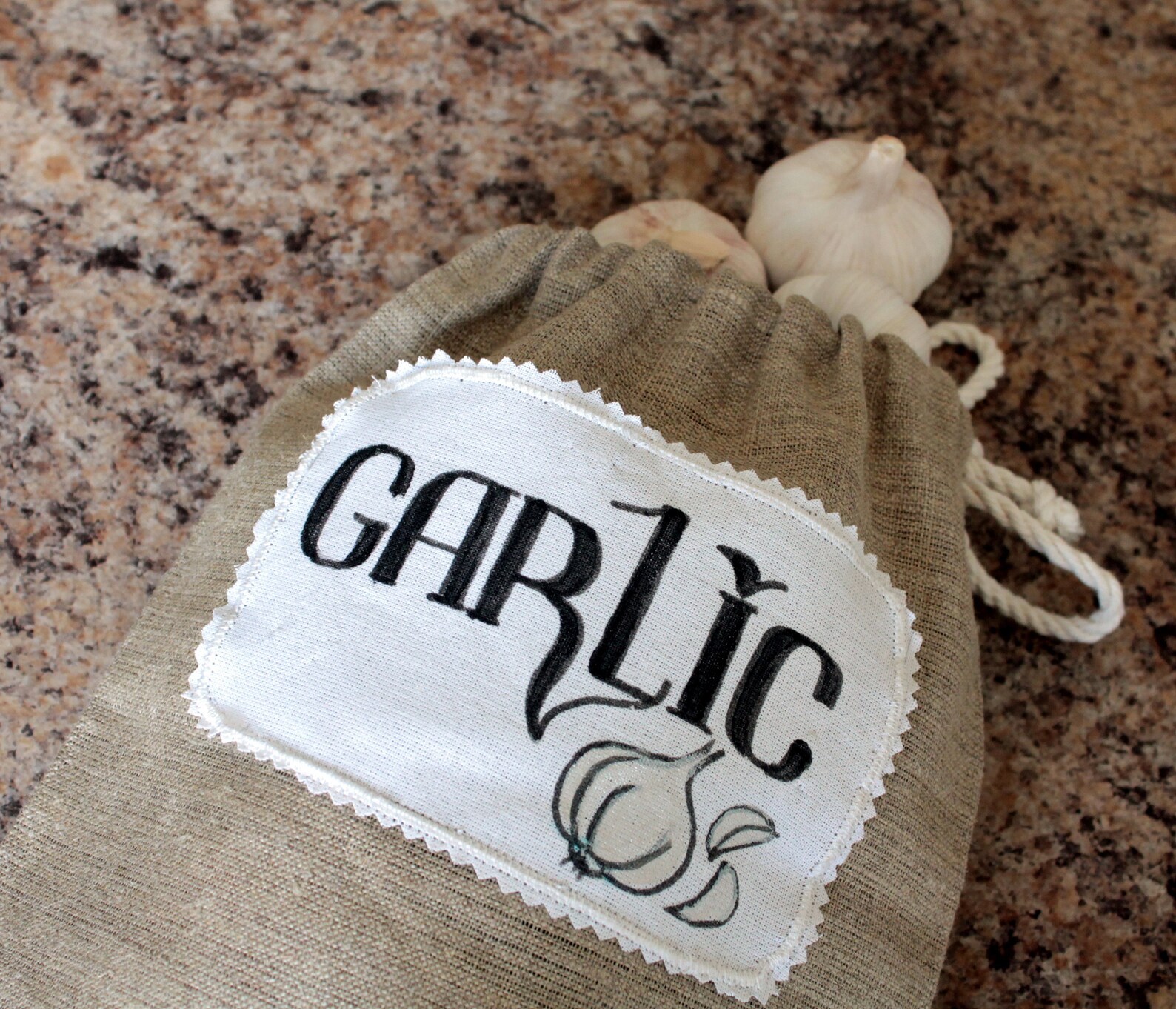 Garlic bag linen Reusable food storage bag Zero waste kitchen Etsy