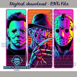 Retro Halloween Horror Icons PNG: 80er Jahre Neon Synthwave (Digitaler Download)